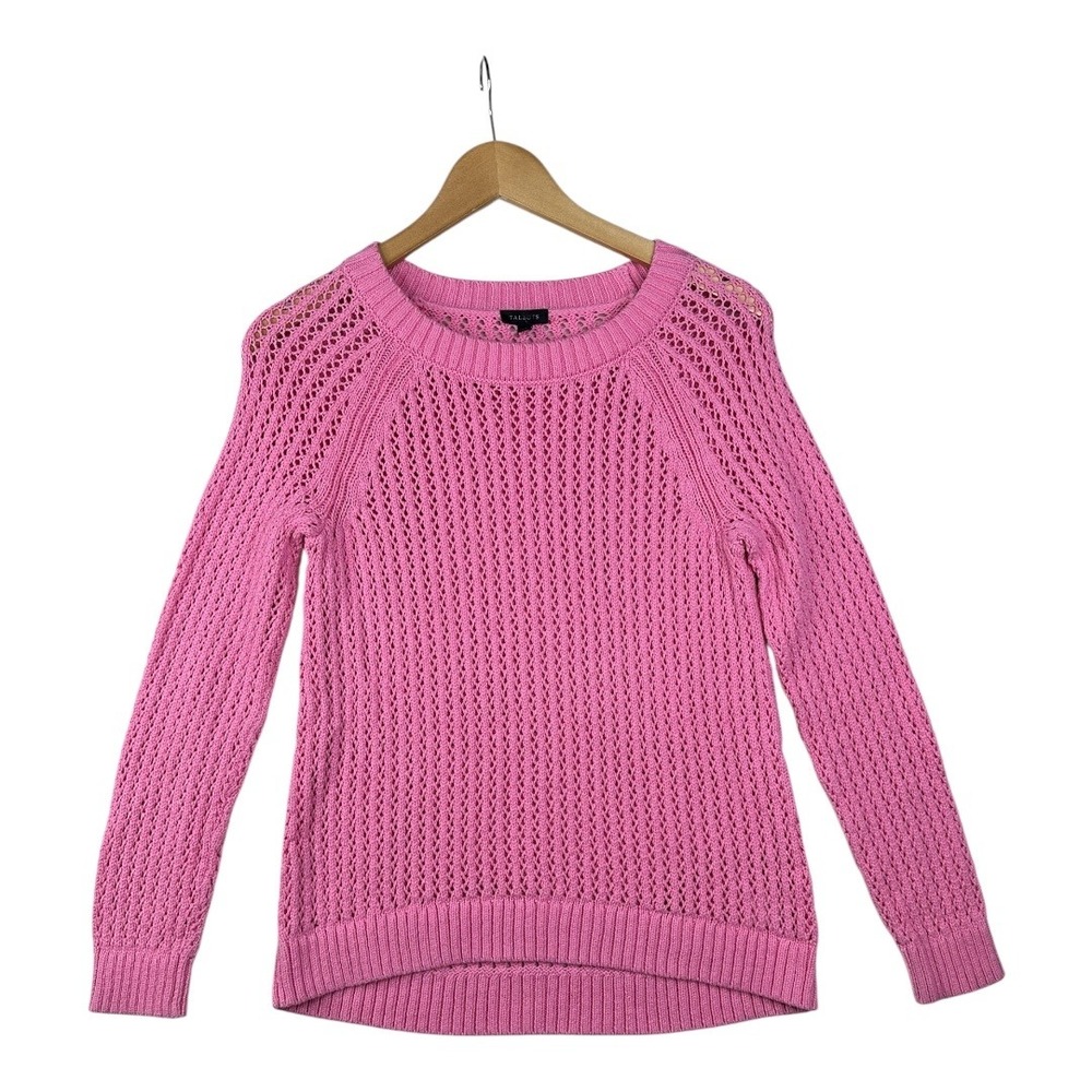 Talbots Open Knit Crewneck Sweater size Small Bubblegum Pink‎ Barbie